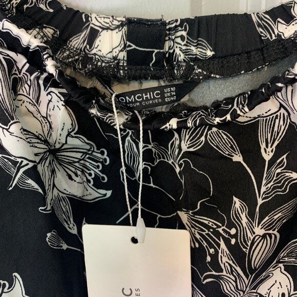 BloomChic NWT Off Shoulder Floral Pattern Black/White Maxi Summer Dress Size 10 - Picture 5 of 9